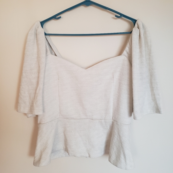 NWT Anthro Porridge Ivory & Silver Sweetheart Top - Picture 3 of 7
